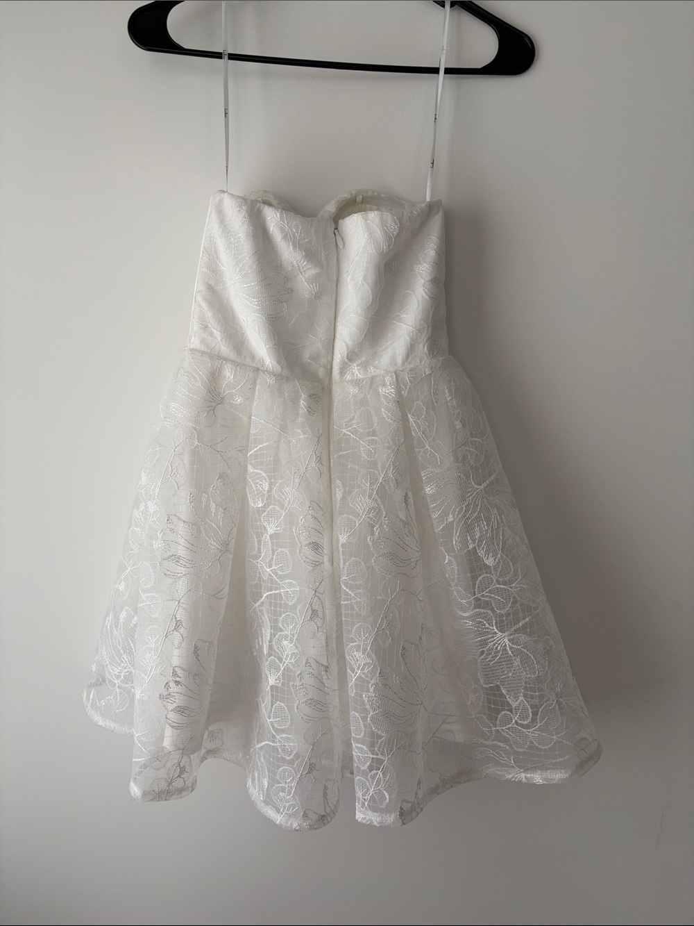 Lulus Ivory Strapless A-Line Mini Dress with Floral Lace Overlay - Picture 2 of 3